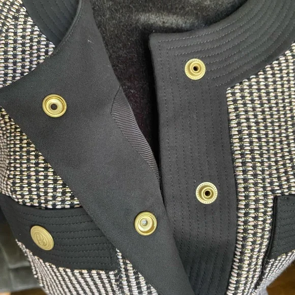 Pierre Balmain black metallic tweed dress suited mini short sleeve sz 36 - Picture 5 of 7